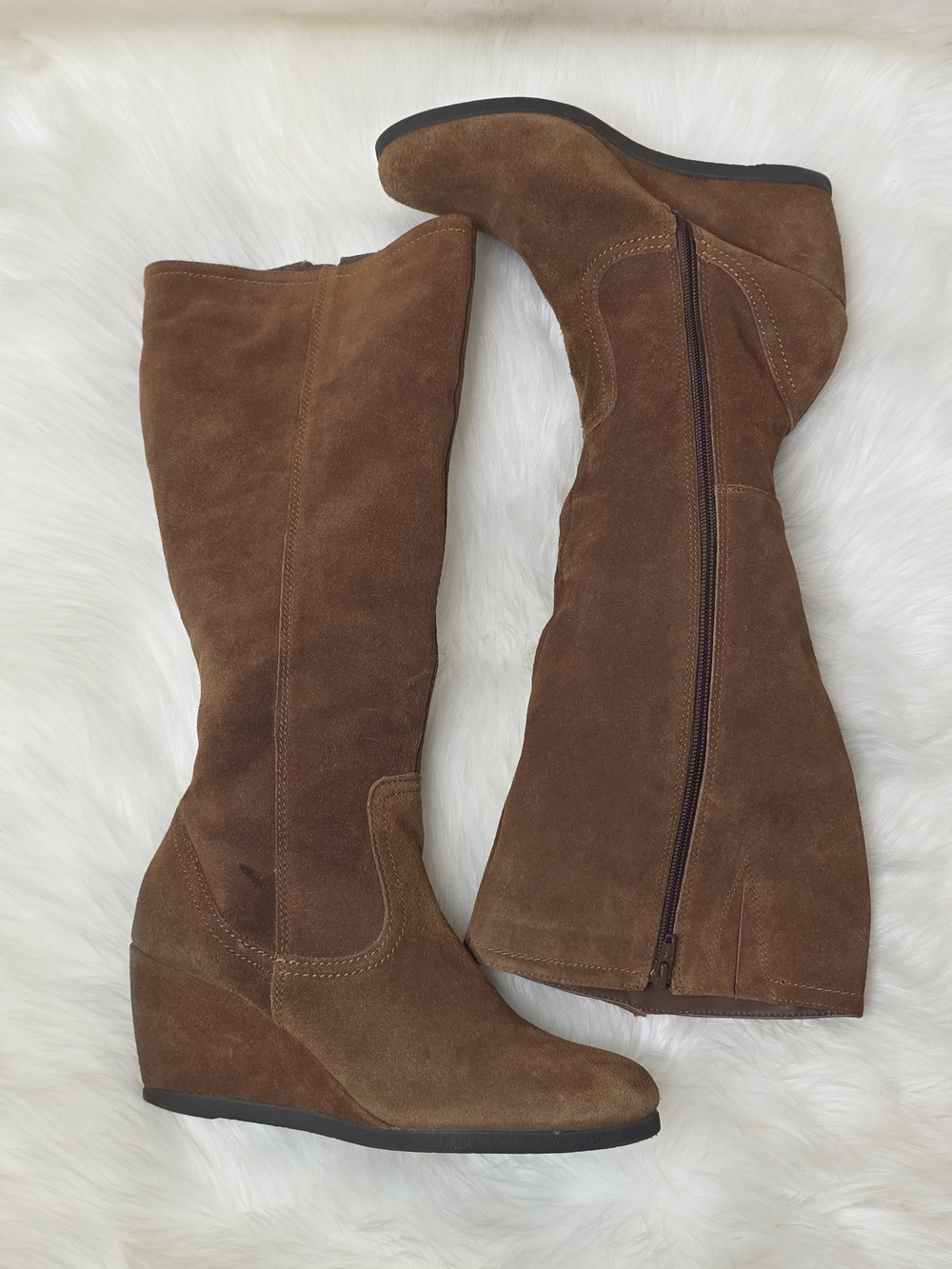 Brown Suede Tall Boots, 9, Bass, Knee High